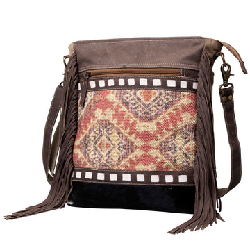 OHLAY KB489 Cross Body Upcycled Wool Upcycled Canvas Hair-On Genuine Leather women bag western handbag purse